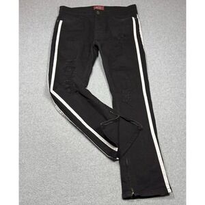 Mousai Jeans Mens 34x30 Distressed Black Ankle Zip Skinny Hand Crafted